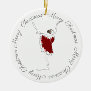 Frohe Weihnachten Rote Ballerina Ornament