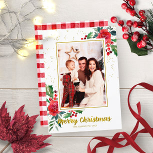 Frohe Weihnachten Rote Blume Urlaub Foto Einladung