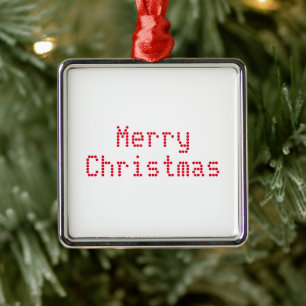 "Frohe Weihnachten" rote Buchstaben, weißer Hinte Ornament Aus Metall