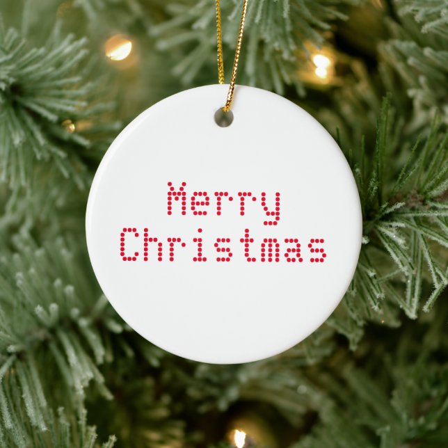 "Frohe Weihnachten" rote Buchstaben, weißer Hinter Keramik Ornament (Baum)
