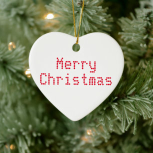 "Frohe Weihnachten" rote Buchstaben weißer Hinterg Keramik Ornament