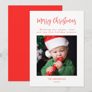 Frohe Weihnachten rote Familienfoto-Urlaubskarte