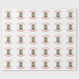 Frohe Weihnachten rote Familienname Haustier Foto  Geschenkpapier