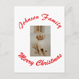 Frohe Weihnachten rote Familienname Haustier Foto  Postkarte
