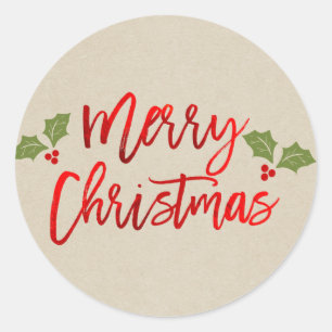 Frohe Weihnachten Rote Faux-Folie Moderne Schrift Runder Aufkleber