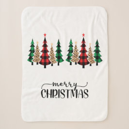 Frohe Weihnachten Rote Grüne Karierte Bäume Sherpadecke