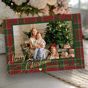 Frohe Weihnachten rote grüne Karo Tartan 1 Foto