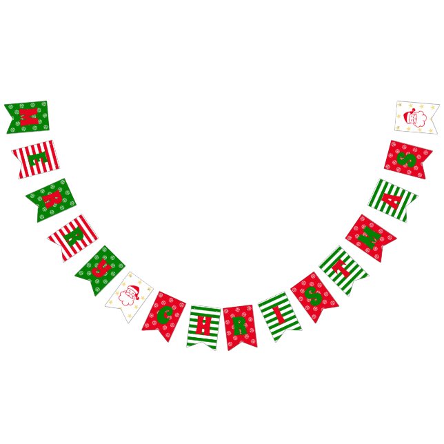 Frohe Weihnachten Rote grüne Schneeflocken Wimpelkette (Alle)
