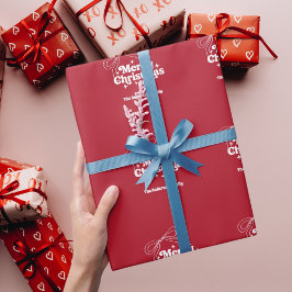 Frohe Weihnachten rote handgezeichnete Schleife re Geschenkpapier