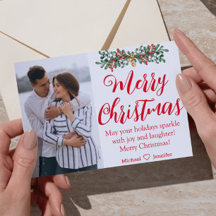 frohe weihnachten rote handschrift neuvermählte fo postkarte