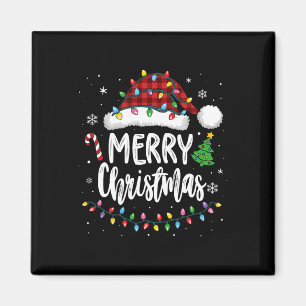 Frohe Weihnachten Rote Karierte Familie Lichter Xm Magnet