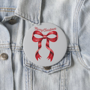 Frohe Weihnachten Rote Kokette Schleife Mädchenhaf Button
