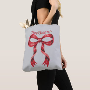 Frohe Weihnachten Rote Kokette Schleife Mädchenhaf Tasche