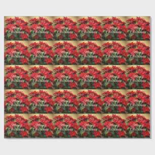 Frohe Weihnachten Rote Poinsettien Geschenkpapier