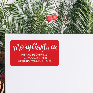 Frohe Weihnachten Rote Rücksendeadresse Adressaufkleber
