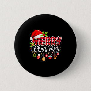Frohe Weihnachten Rote Santa-Mütze Rentier Weihnac Button
