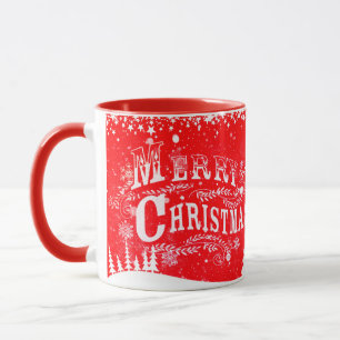 Frohe Weihnachten Rote Schneeflocke  Tasse