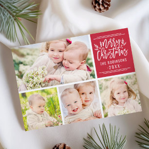 Frohe Weihnachten Rote Schrift 4-Foto-Collage