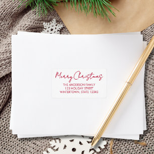 Frohe Weihnachten Rote Schrift Rücksendeadresse Adressaufkleber