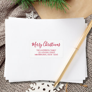Frohe Weihnachten Rote Schrift Rücksendeadresse Adressaufkleber