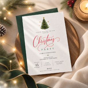 Frohe Weihnachten Rote Schrift Weihnachtsbaum-Pa Einladung