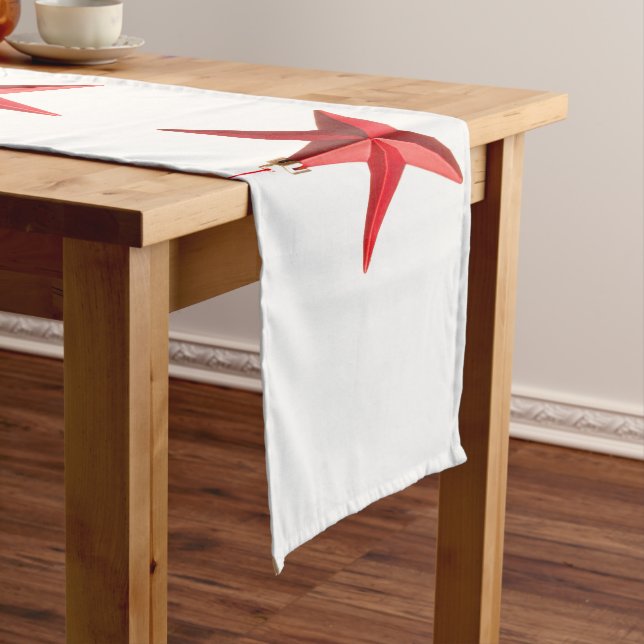 Frohe Weihnachten Rote Sterne Dekoration Foto Großer Tischläufer (Beispiel)