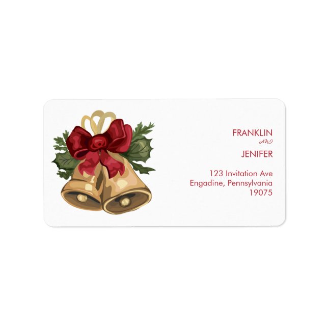Frohe Weihnachten | Rote Typografie Adressaufkleber (Vorne)