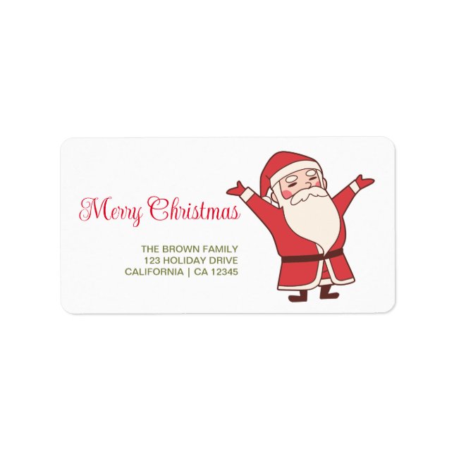 Frohe Weihnachten | Rote Typografie Adressaufkleber (Vorne)