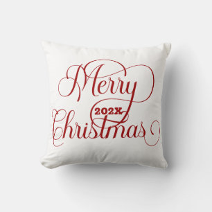 Frohe Weihnachten Rote Typografie auf Weiß Kissen