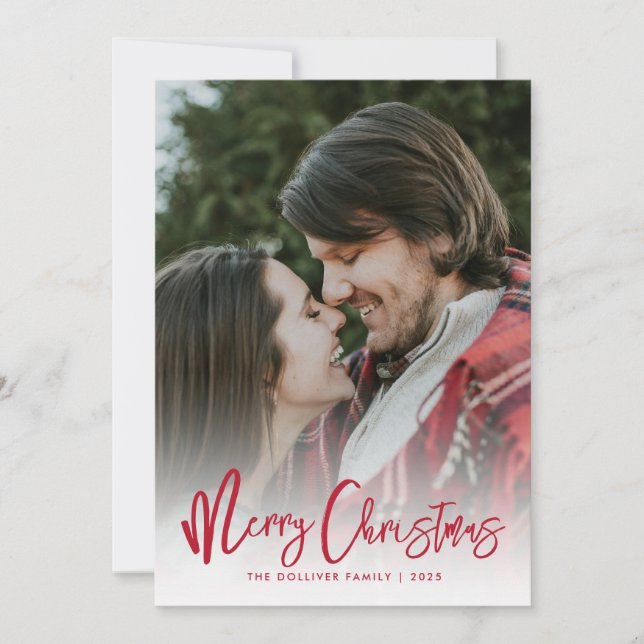 Frohe Weihnachten Rote Typografie Foto (Vorderseite)