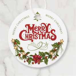 Frohe Weihnachten | Rote Typografie Geschenkanhänger