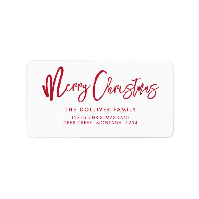 Frohe Weihnachten | Rote Typografie - Rücksendeadr Adressaufkleber (Vorne)