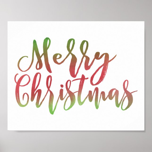 Frohe Weihnachten Rote und Grüne Schriftzeichen Poster (Vorne)