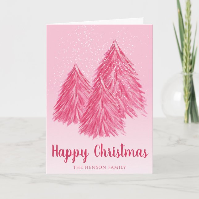 Frohe Weihnachten Rote Wasserfarbe Weihnachtsbaume (Vorderseite)