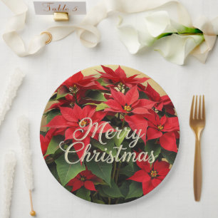 Frohe Weihnachten Rote Weihnachtssterne Pappteller
