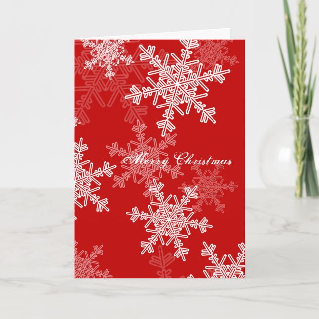 Frohe Weihnachten Rote weiße Schneeflocken Minimal (Vorderseite)
