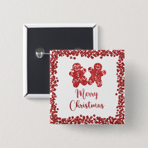 Frohe Weihnachten Roter Glitzer Button