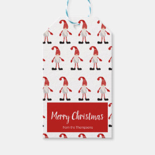 Frohe Weihnachten Roter Grauer Gnom Nordisches Mus Geschenkanhänger