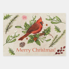 Frohe Weihnachten Roter Kardinal  Geschenkpapier Set