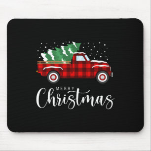 Frohe Weihnachten Roter LKW Buffalo Plaid Xmas Ret Mousepad