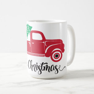 Frohe Weihnachten Roter LKW-Mug   Festliches Weihn Kaffeetasse