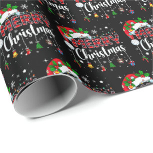 Frohe Weihnachten Roter Santa Hut Rentier Weihnach Geschenkpapier