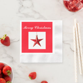 Frohe Weihnachten Roter Stern Dekoration mit Text Serviette
