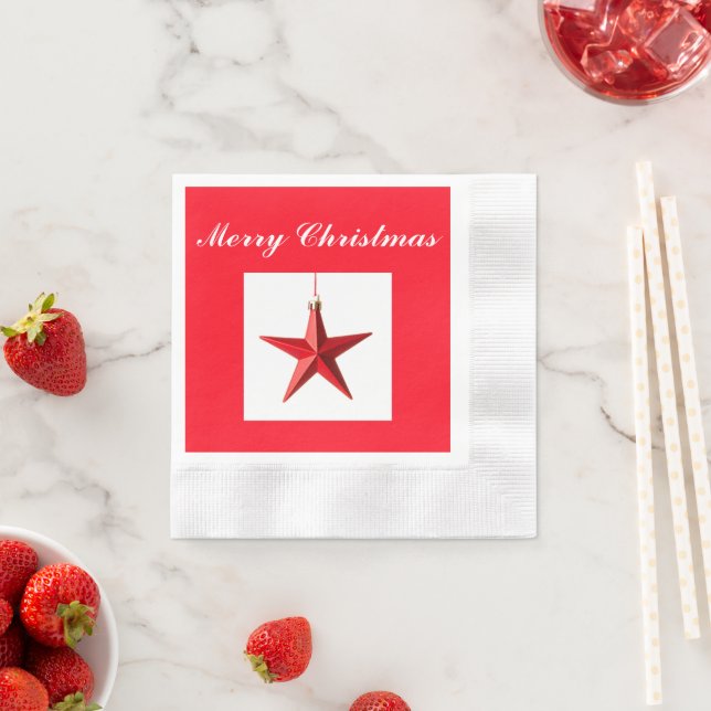 Frohe Weihnachten Roter Stern Dekoration mit Text Serviette (Beispiel)