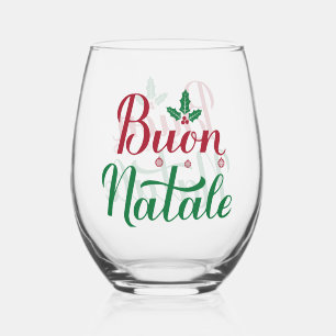 Frohe Weihnachten Roter und grüner Weihnachtsgruß Weinglas Ohne Stiel