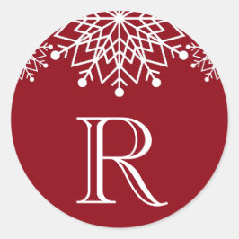 Frohe Weihnachten | Roter und weißer Umschlag Aufk Runder Aufkleber
