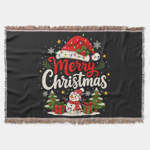 Frohe Weihnachten Roter Weihnachtsmann Schneemann Decke