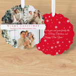 Frohe Weihnachten rotes Drehbuch 3 Fotos Collage C Ornament Karte<br><div class="desc">Hintergrund-Fotos von freepik.com stilvolle Weihnachtsschrift Rot Drehbuch drei Fotos Collage Ornament Card</div>