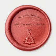 Frohe Weihnachten rotes Siegel mit Namen