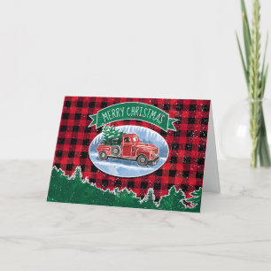Frohe Weihnachten Rotes Vintage-Lieferwagen Buffal